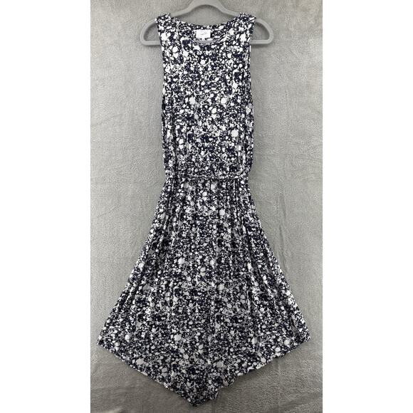 Soma Weekend Dress XL Black White Jersey Stretch Sleeveless Asymmetric Hem Tie - Picture 1 of 12